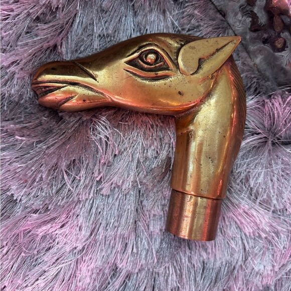 Vintage Brass Horse Walking Stick Handle Screw On Heavy Ornate circa 1960-70's - Picture 1 of 6